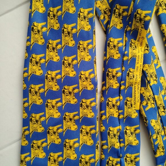 ❤️ANDY WARHOL France Hand Made Cow Art 100% Silk Neck Tie Flammarion 4 - Picture 2 of 5